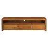 Amsterdam 3-drawer entertainment unit television stand cabinet in light pecan finish
