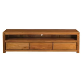 Amsterdam 3-drawer entertainment unit television stand cabinet in light pecan finish