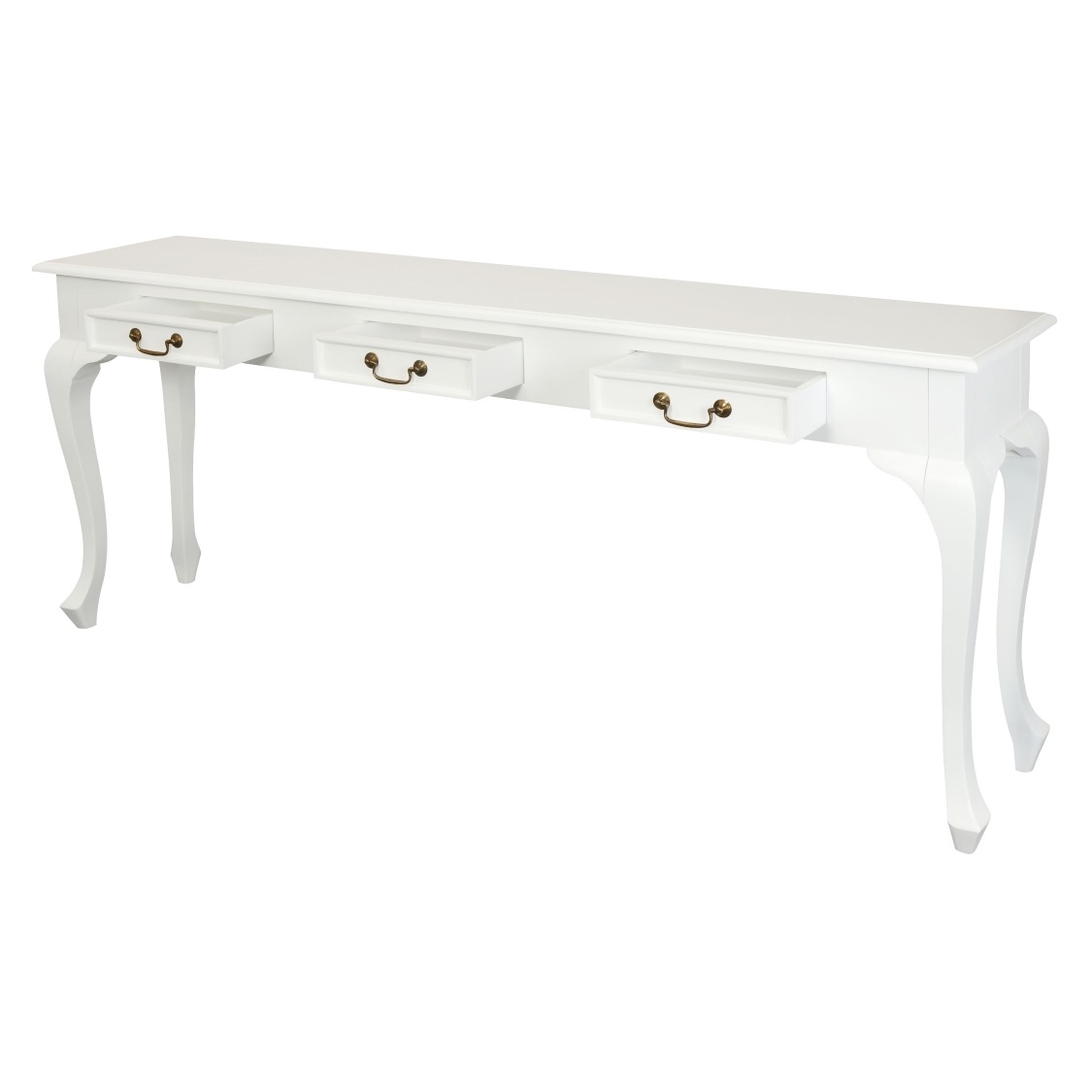 French Provincial HALL TABLE 3 Drawer White French Provincial HALL TABLE 3 Drawer White
