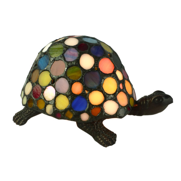 Turtle Lamp Multi Coloured Tiffany Shade. Black Orpheus Emporium
