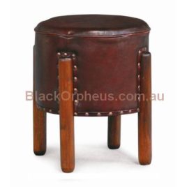 Ottoman Leather Stool Timber Legs CH 000 UFO LH M