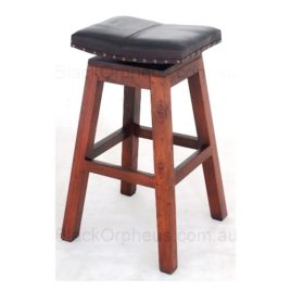 Timber Stool Leather Saddle H76cm