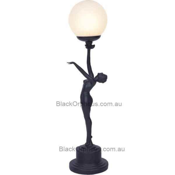 Art Deco Lamp Black Arm Out, Art Deco Lamp Lady