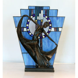 Art Deco Stained Glass Blue Table Lamp