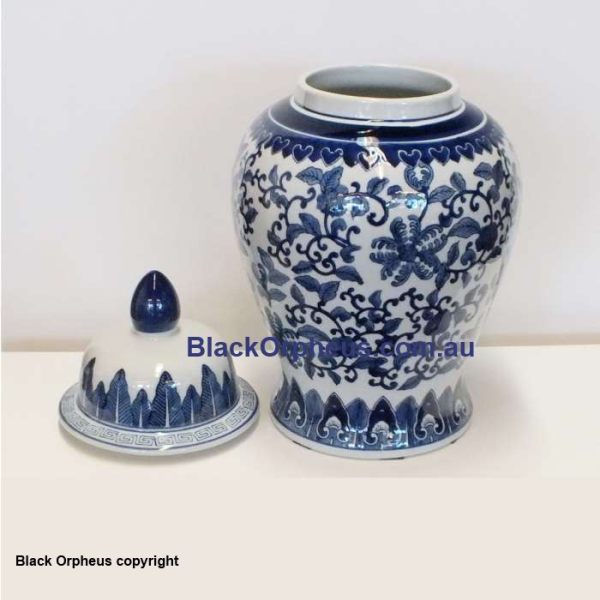 Blue & White Lotus Temple Jar Blue & White Lotus Temple Jar