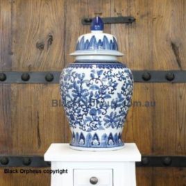 Blue White Lotus Temple Jar 46cm