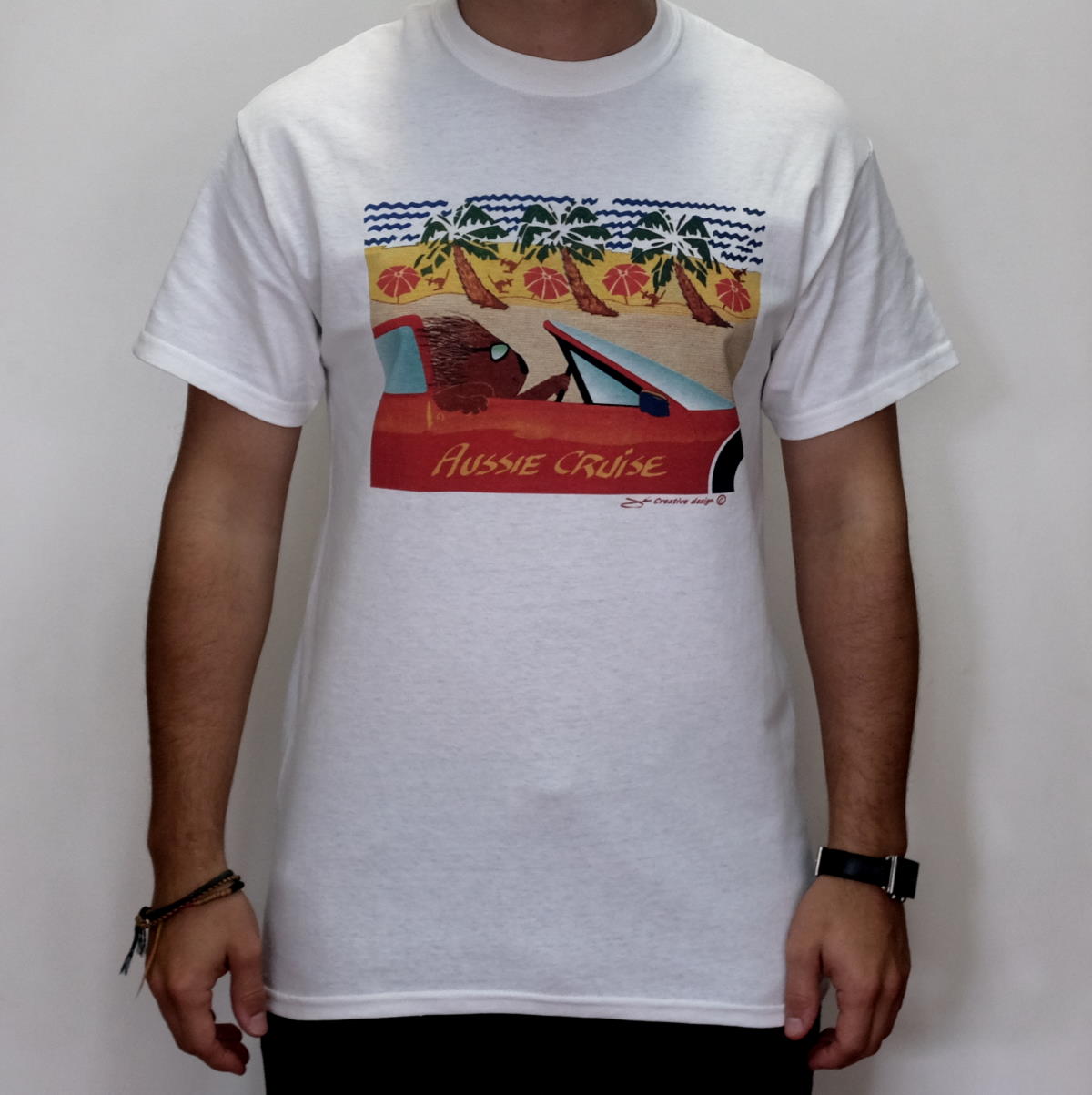 White Short Sleeve printed t-shirt by Jen Creative Design White Short Sleeve printed t-shirt by Jen Creative Design