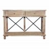 timber 2 drawer console w/metal crossbar