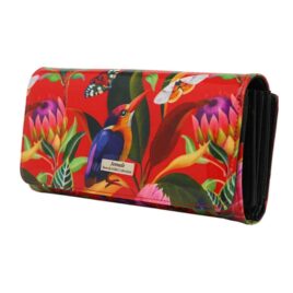 Serenade Wallet Wild Flower Patent Leather Genuine Leather Red with Flowers