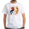 White Short Sleeve T-shirt with Print of Dancers Unisex Men and ladies t-Shirt