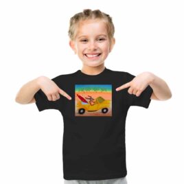 Kids Australian design t shirt black with kangaroo