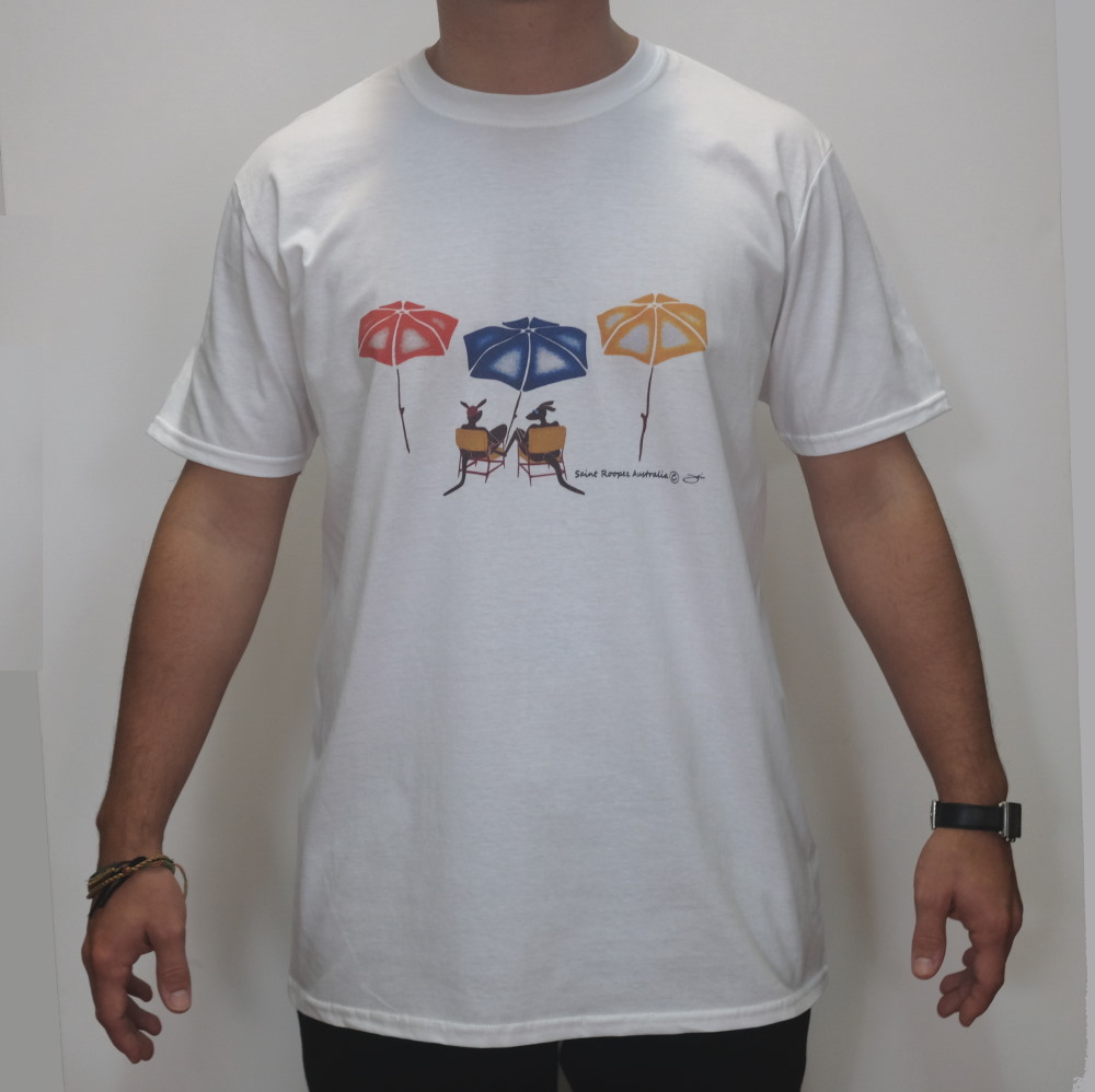 St Roopez Men T-Shirt St Roopez T-Shirt Kangaroos relaxing on a beach