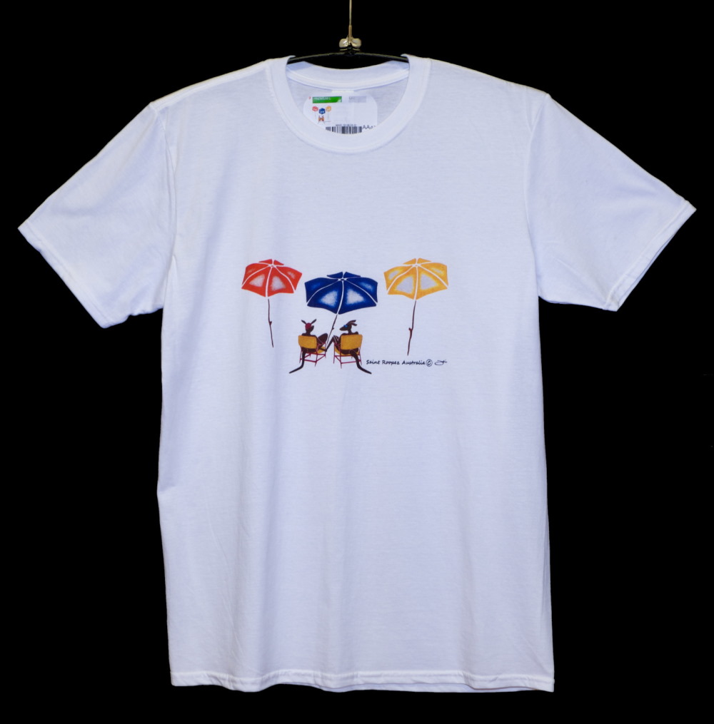 T-Shirt with beach scene. Kangaroos on the beach T-Shirt with beach scene. Kangaroos on the beach