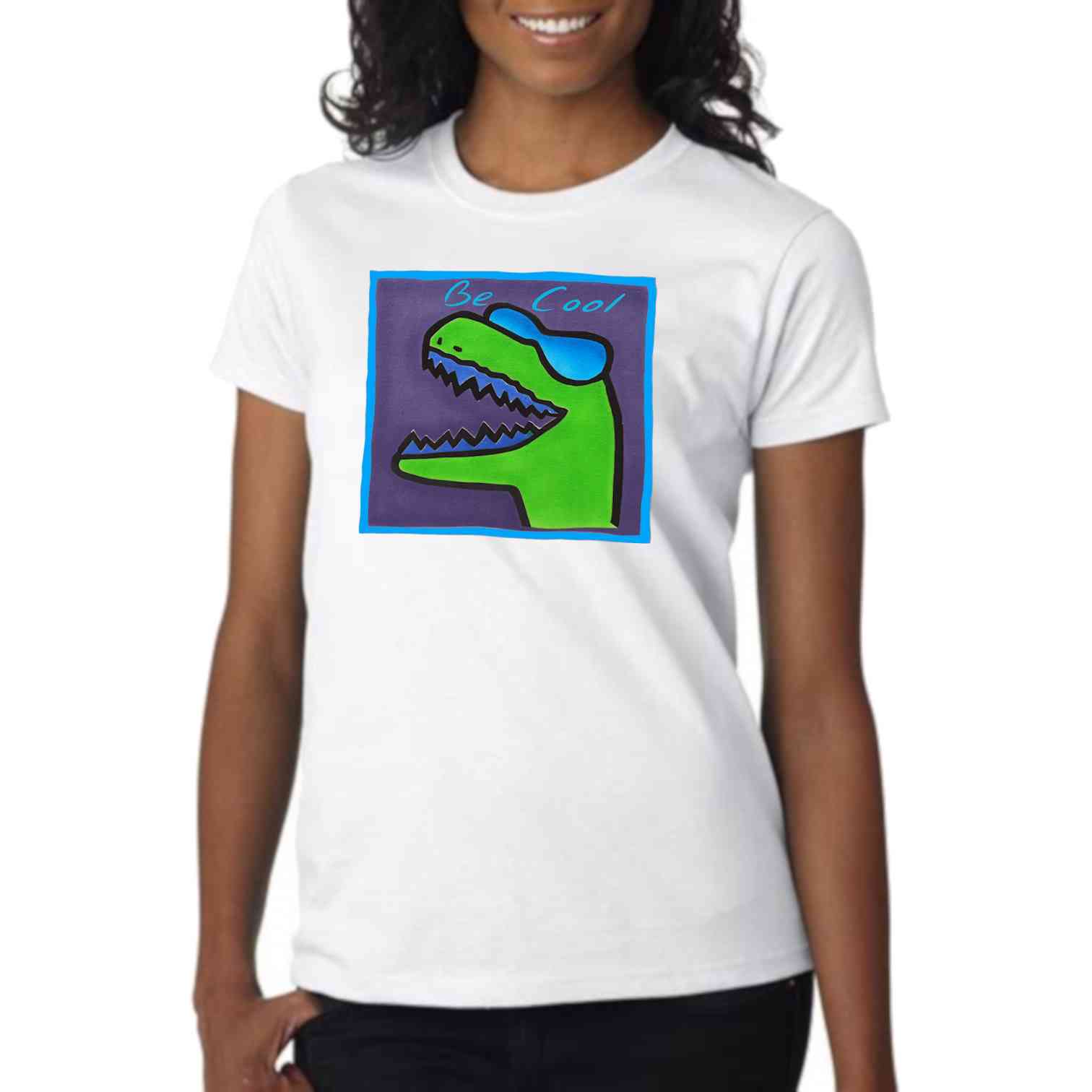 T-SHIRT WITH DINOSAUR PRINT UNISEX BE COOL WOMENS T-SHIRT WITH DINOSAUR PRINT UNISEX BE COOL