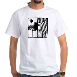 Kelly Country T-shirt, white with Ned Kelly print Unisex