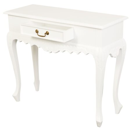 Hall Table Carved White 1 Drawer