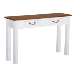 Hall Table White with Timber Stained Top