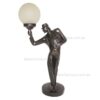 ART DECO LAMP MAN HOLDING LIGHT BLACK