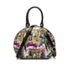 Serenade Round Leather Handbag Paris Print
